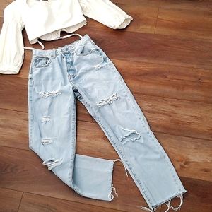 Forever 21 - Ripped White-Washed Jeans.          Sz:25